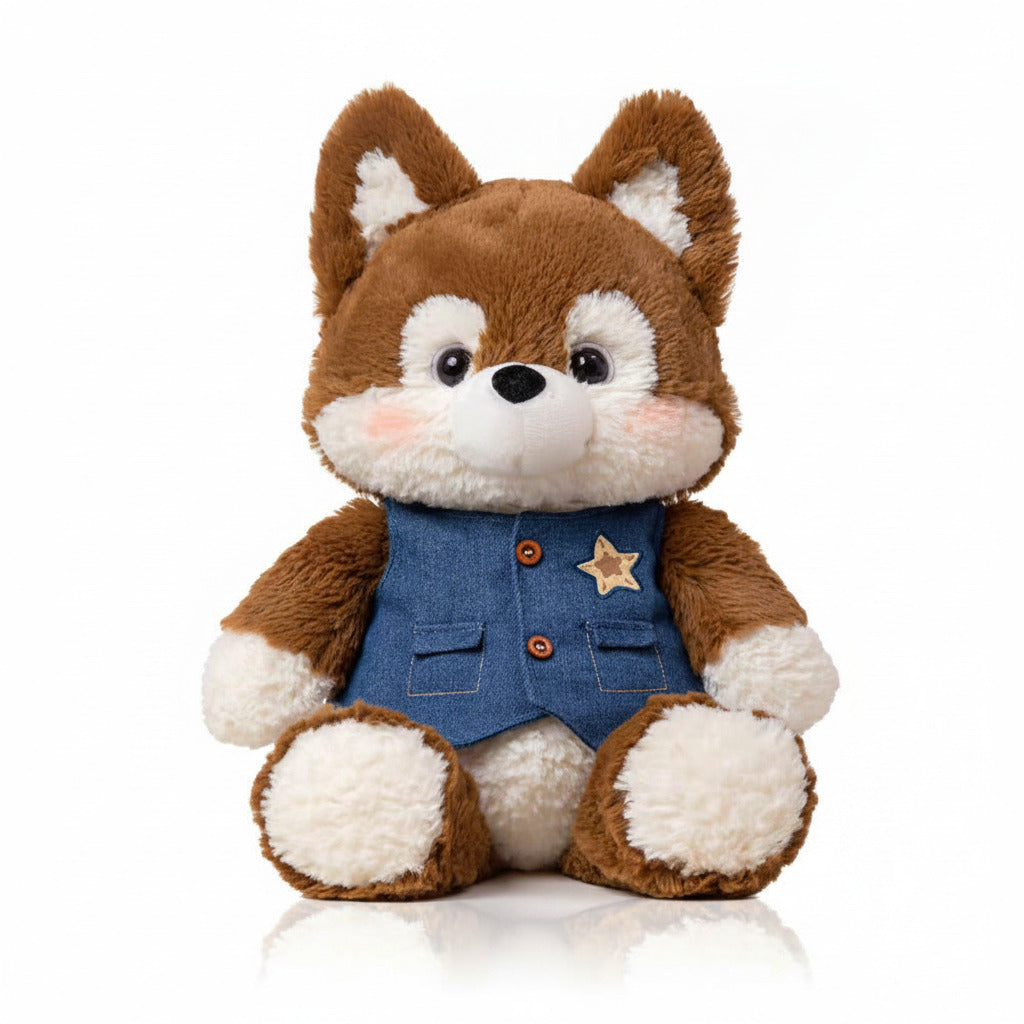 Running Plush fox wolf and husky plush dolls